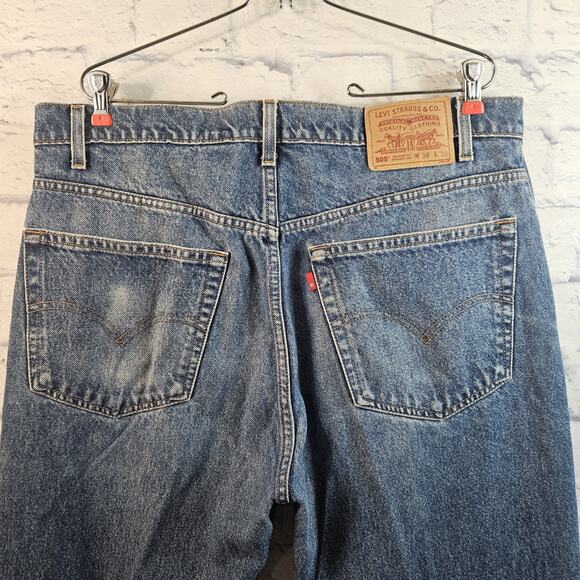 VTG Levis 505 Jeans Men 38x30 Denim Regular Fit Straight Leg Red Tab 90s - Picture 5 of 9